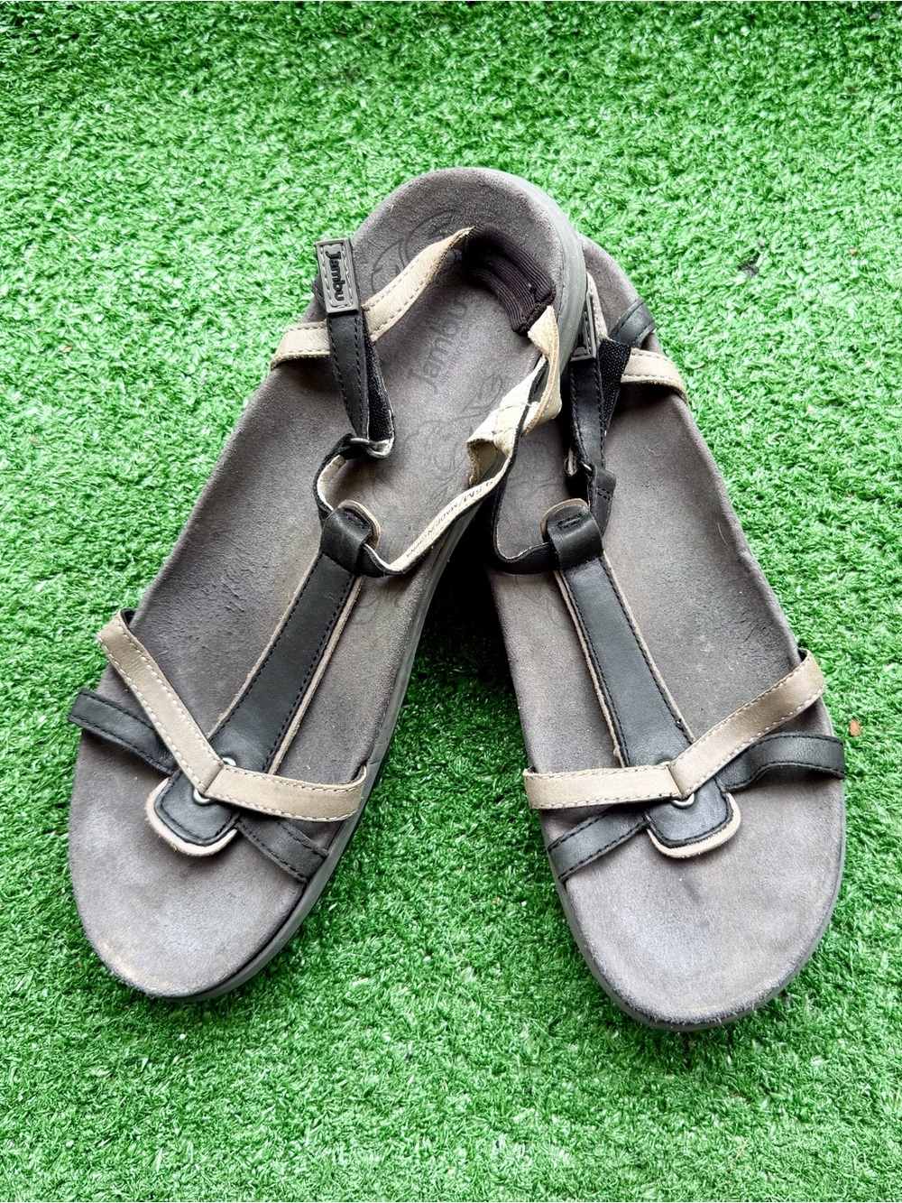 Jambu Grey Black T-Strap Outdoor Water Sandals Women's US 9.5M All-Terrain Sport